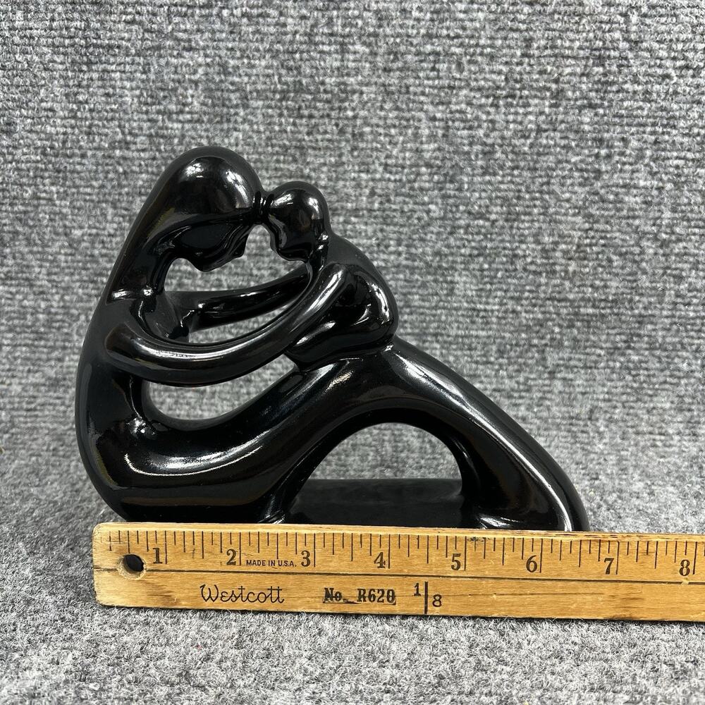 Vintage Mother Child Black Resin Sculpture Modern Art Figurine Made in Thailand - Picture 6 of 12